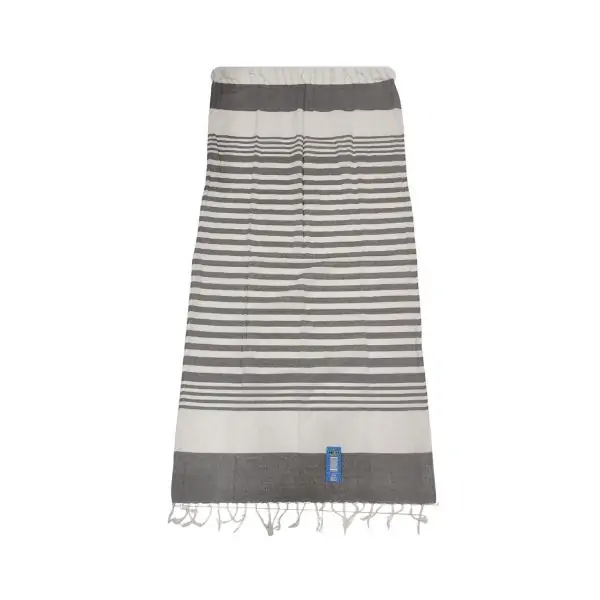 Fouta pareo rayas grises. Fouta pareo toalla de playa con rayas grises